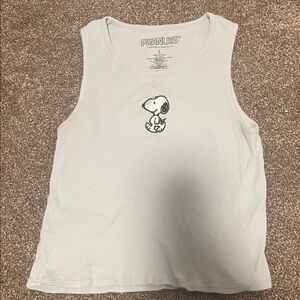 Peanuts Snoopy Cropped Tank Top - Light Blue
